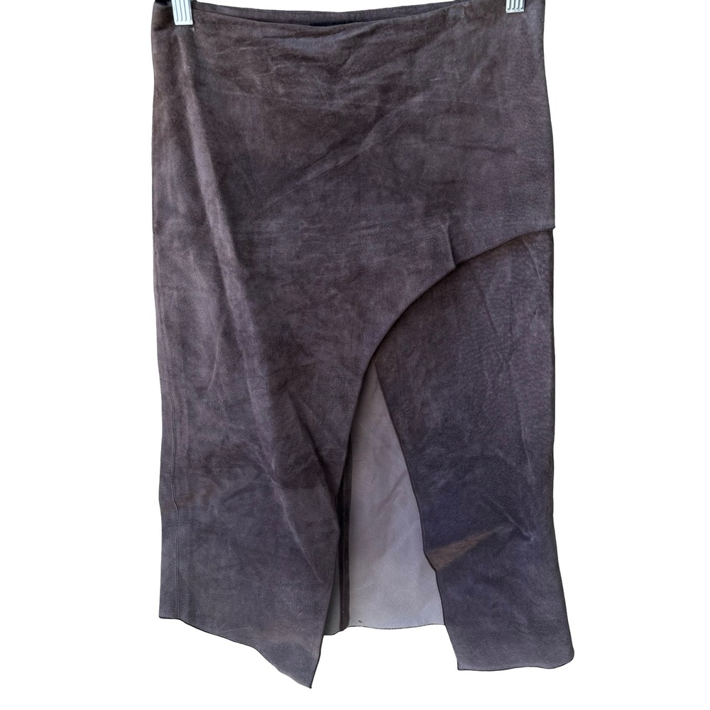 Jane Doe Y2K 90s Earthy Boho Western Suede Leather Asymmetric Edgy‎ Midi Skirt 6